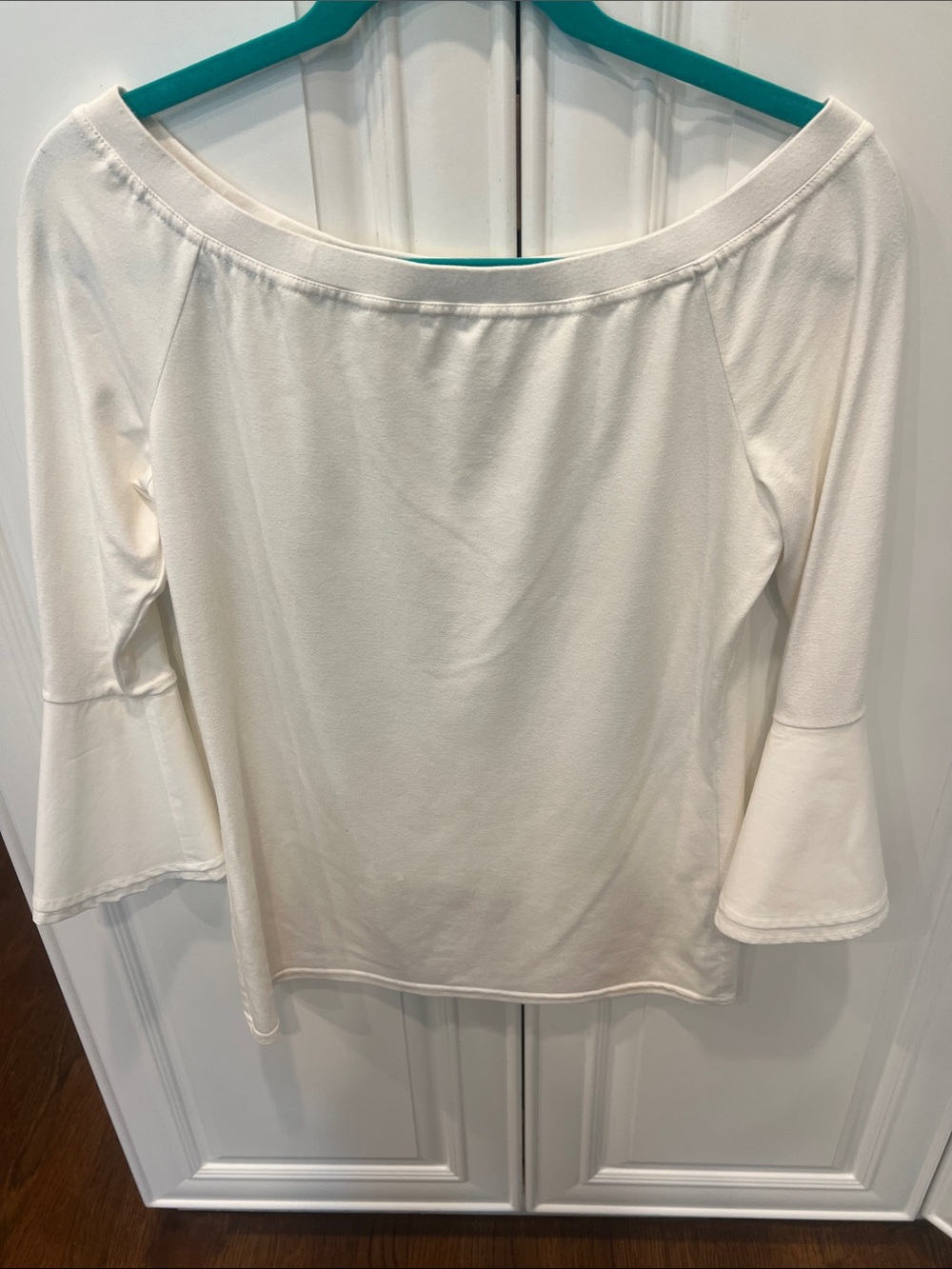 Sara Campbell Cream Off-Shoulder Bell Sleeve Tunic